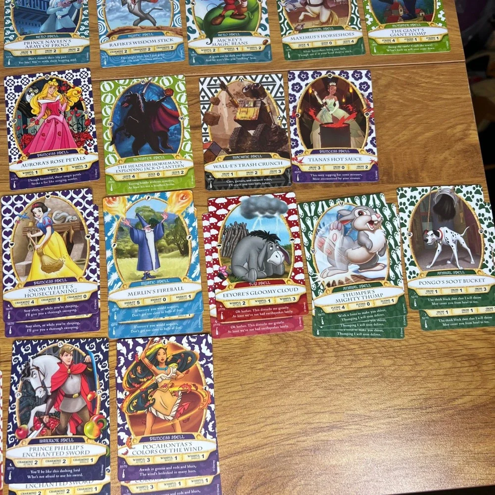 Disney Sorcerers of the Magic Kingdom 59 Card Lot Maps Coins Game Rules Board